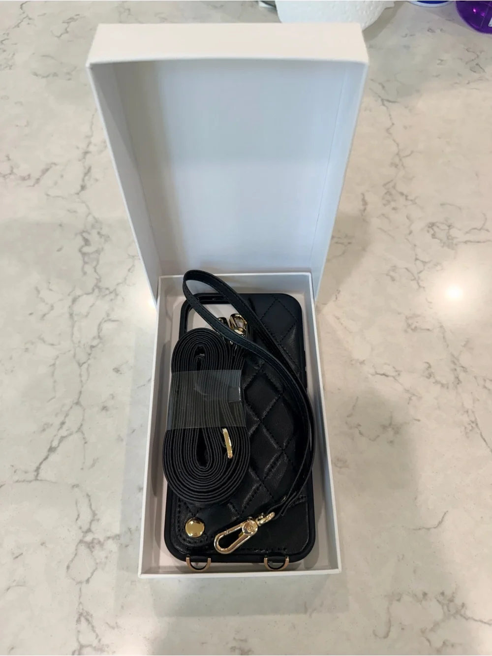 iPhone 16 Plus Black Quilted Crossbody Phone Case with Strap, +2 other fun ones!